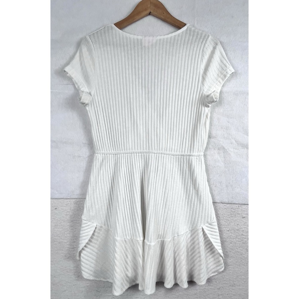 Showpo White Ribbed Knit Wrap Dress Short Sleeve Size 10 (AU 14) Great Condition - Picture 7 of 9